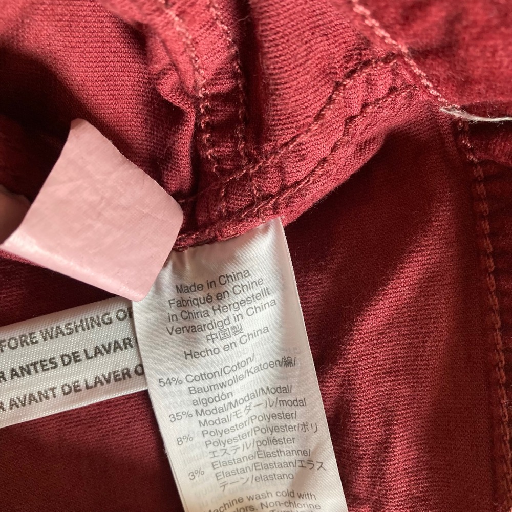 Madewell Mini Skirt Womens 25 Burgundy Corduroy Velvet Denim Straight Zip Front - Picture 6 of 10